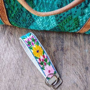 Boho style floral wristlet keychain
